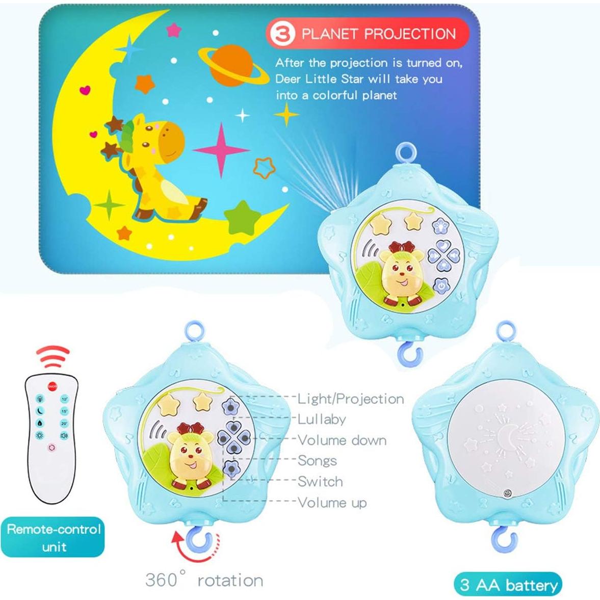 Móvil para Cuna Caterbee AMEC8021 con Proyector y Control Remoto