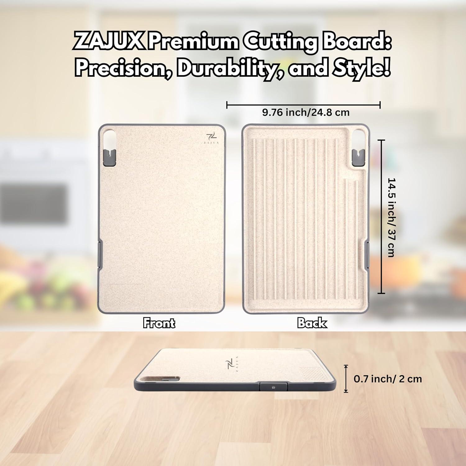 Tabla de Cortar ZAJUX 4-en-1 con Afilador y Surcos para Jugo