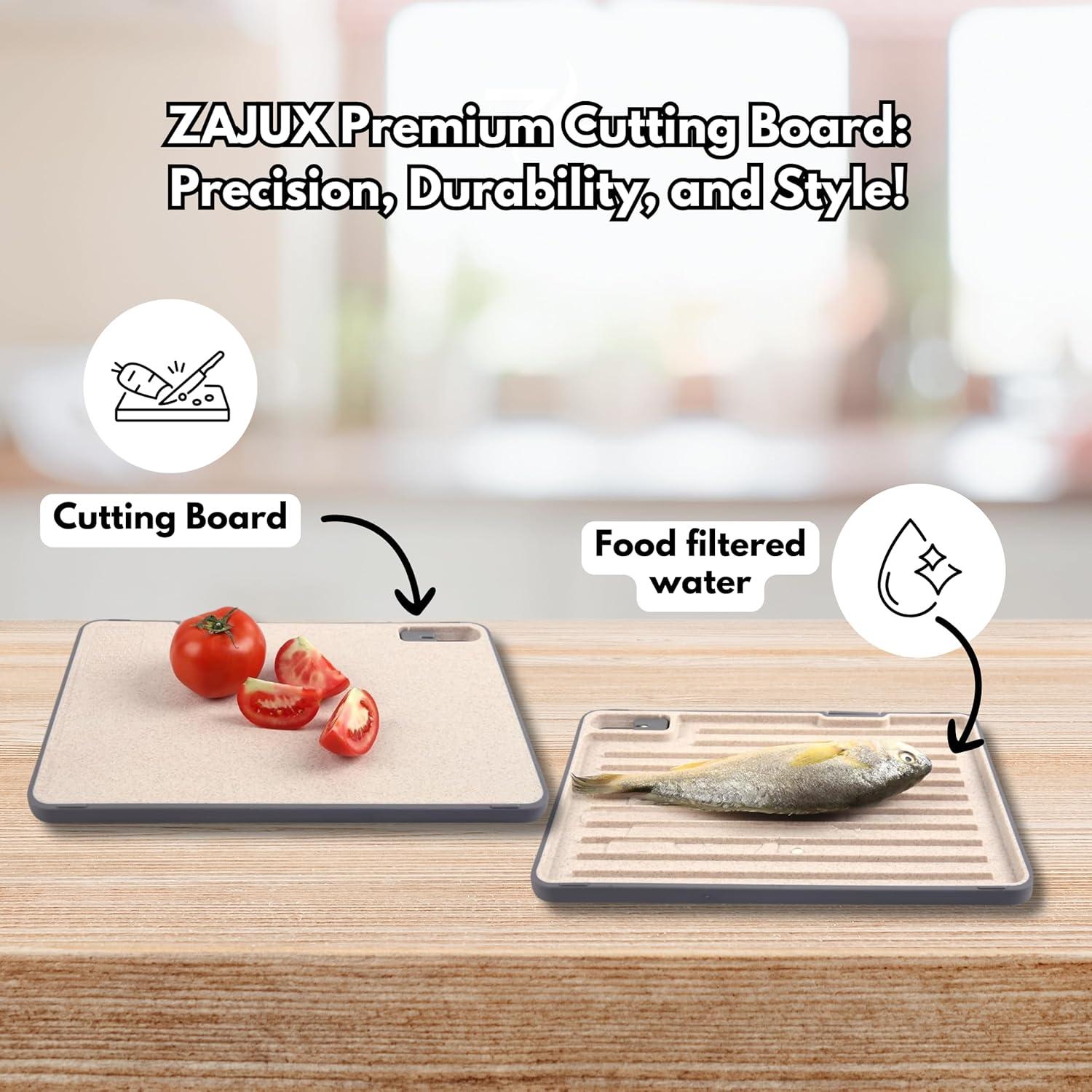 Tabla de Cortar ZAJUX 4-en-1 con Afilador y Surcos para Jugo