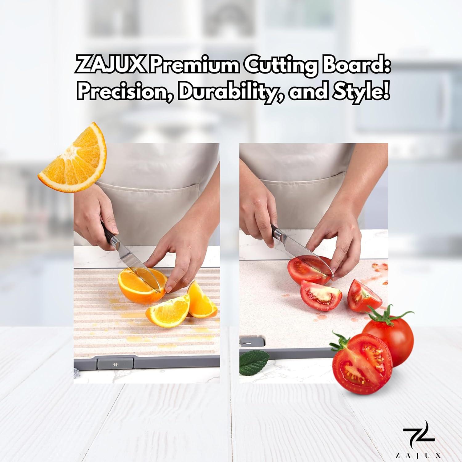 Tabla de Cortar ZAJUX 4-en-1 con Afilador y Surcos para Jugo