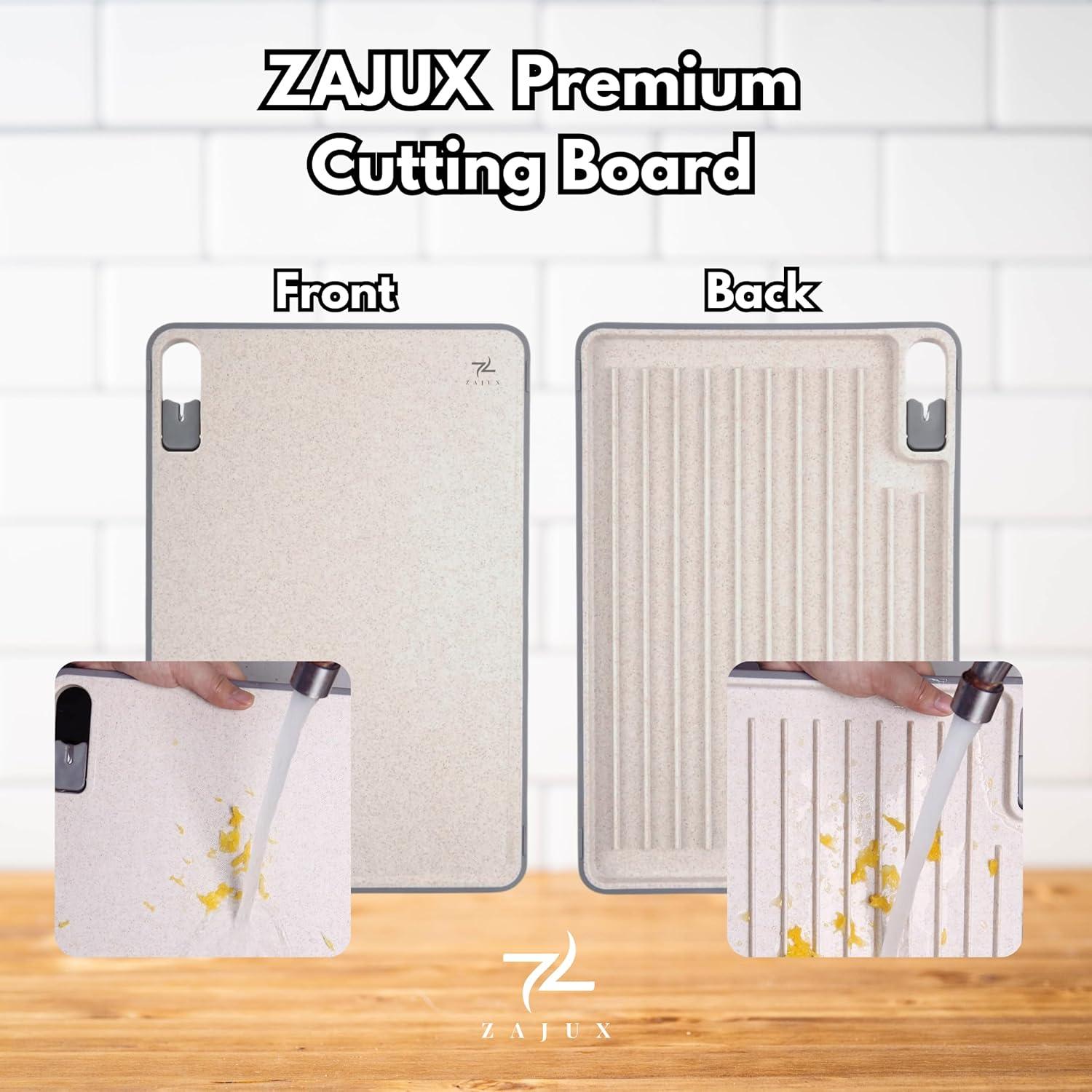 Tabla de Cortar ZAJUX 4-en-1 con Afilador y Surcos para Jugo