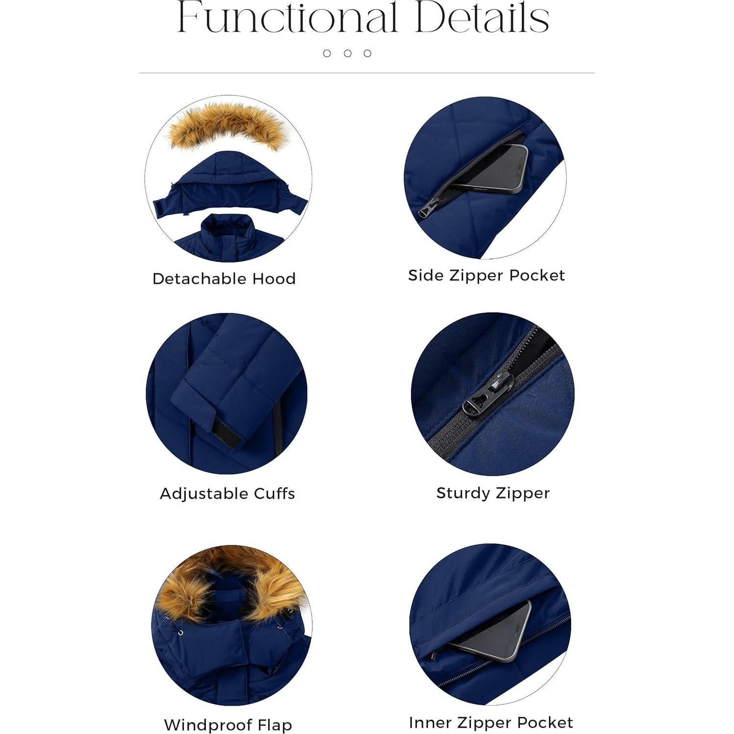 Chaqueta de Esquí Impermeable Wantdo para Mujeres - Grande Marino