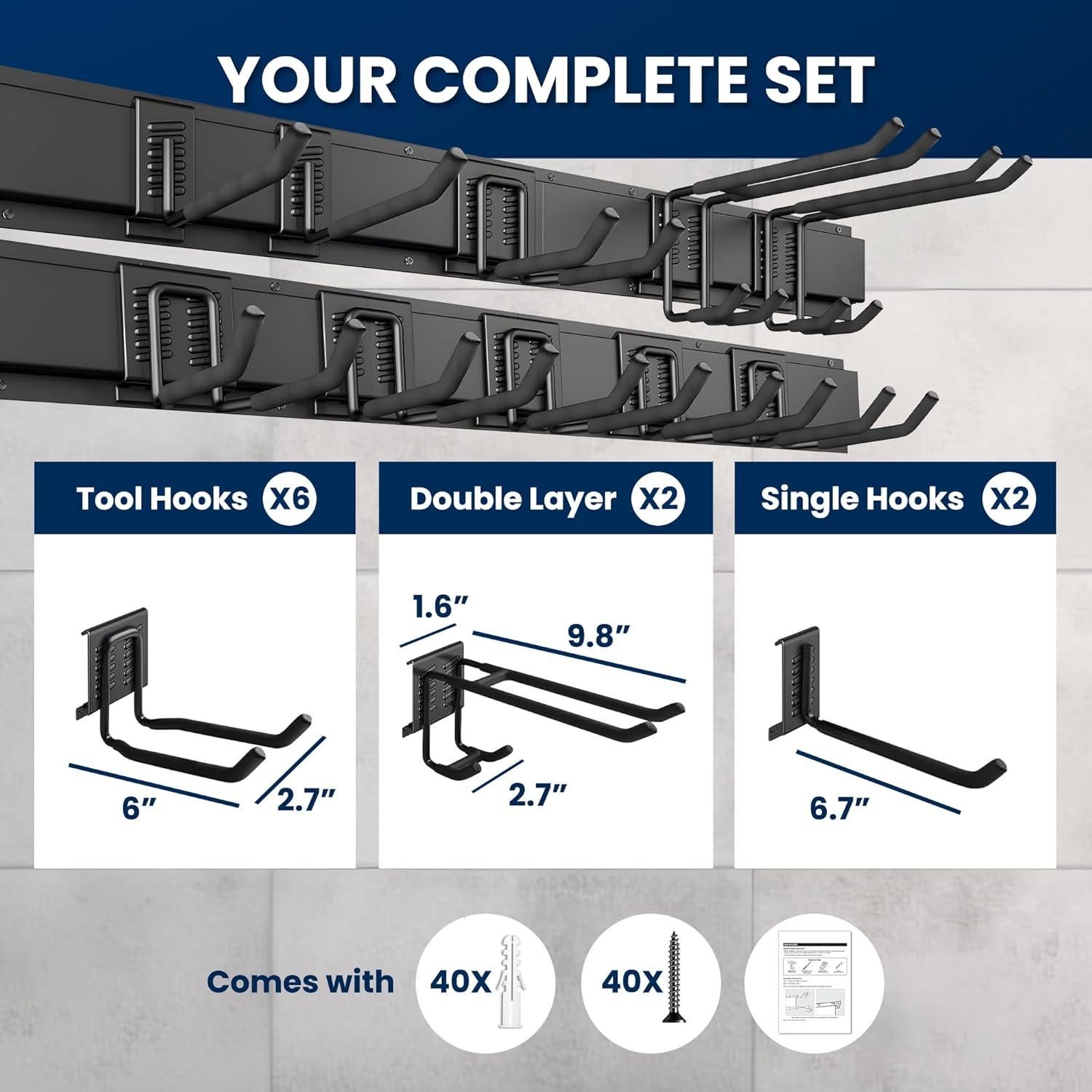 Organizador de Herramientas de Pared SUKIZZ 64" Metal Negro 308 kg