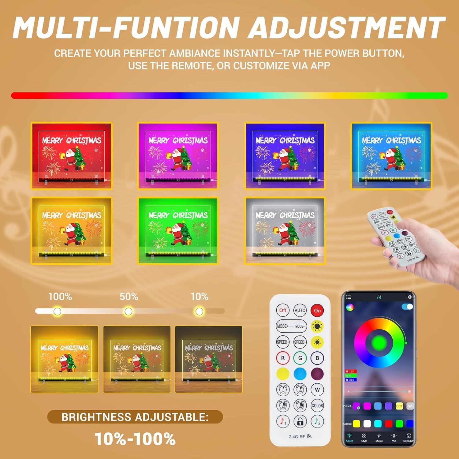 Tablero de Notas LED Wooshneesham 35.8x27.7cm 16 Colores