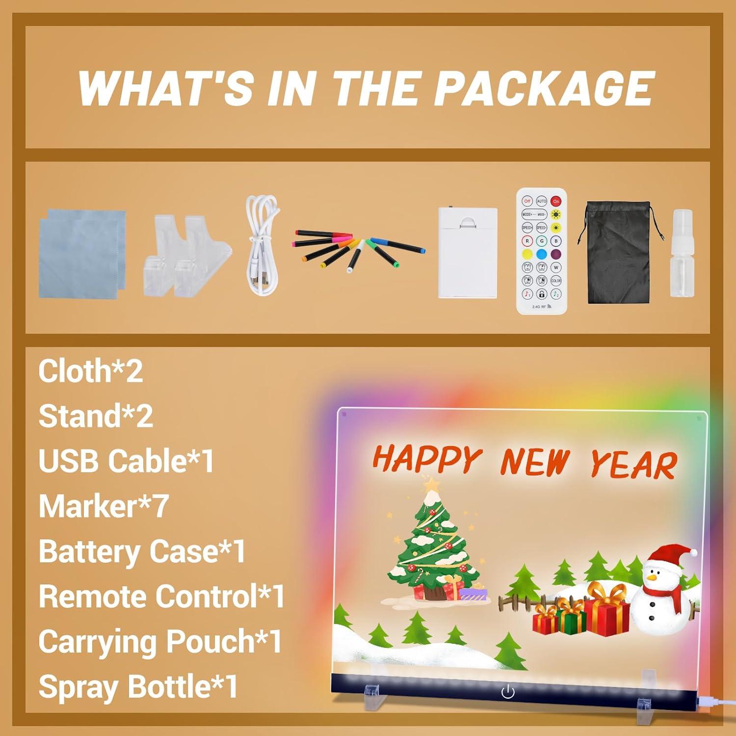 Tablero de Notas LED Wooshneesham 35.8x27.7cm 16 Colores