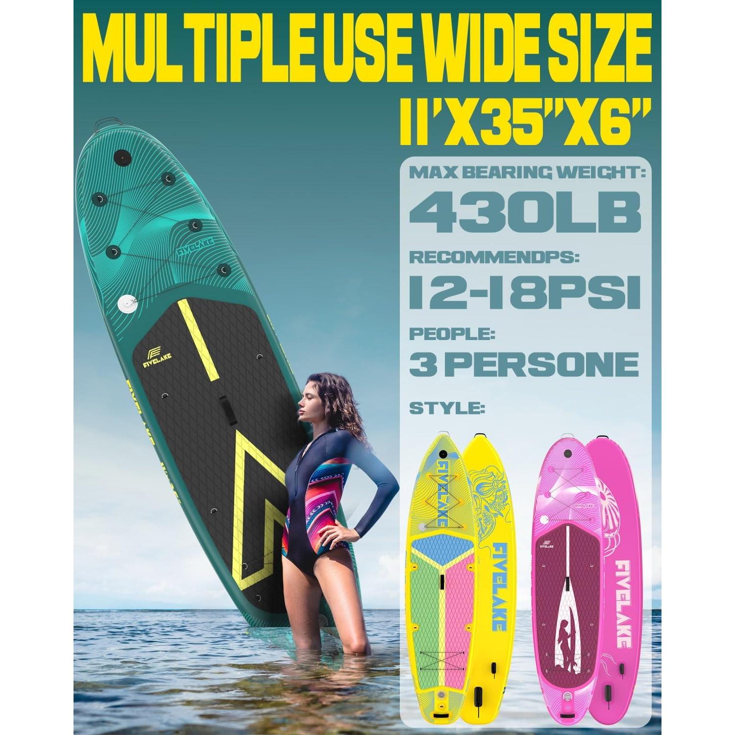 Tabla de Paddle Inflable FIVELAKE 335x89x15cm 195kg Verde