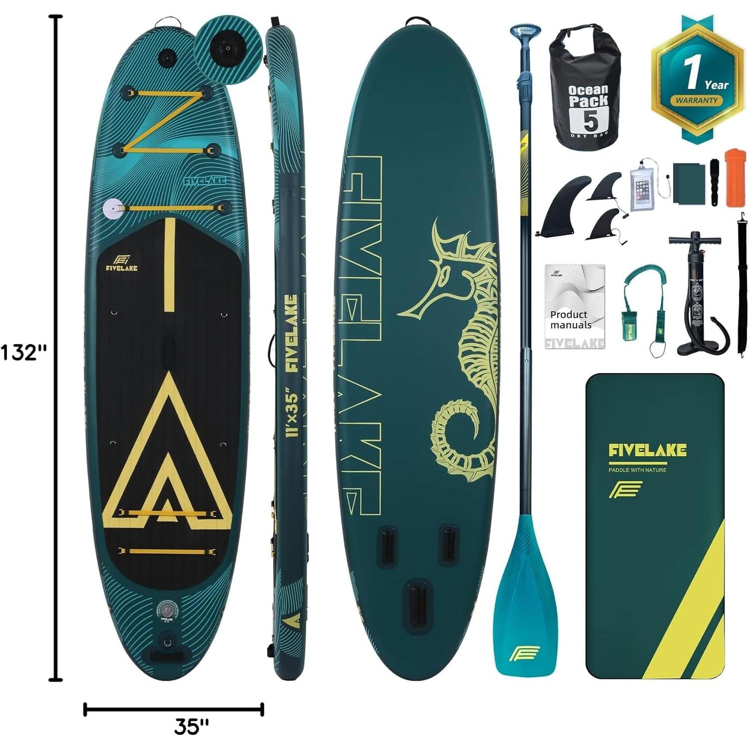 Tabla de Paddle Inflable FIVELAKE 335x89x15cm 195kg Verde