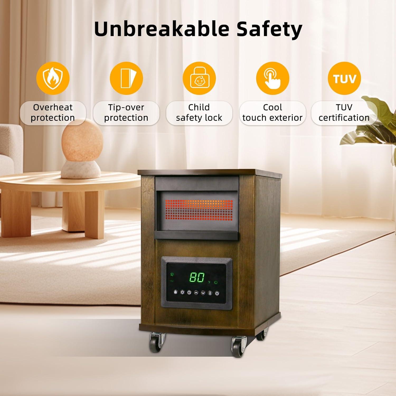 Calefactor Infrarrojo WEWARM 1500W con Control Remoto y Ruedas