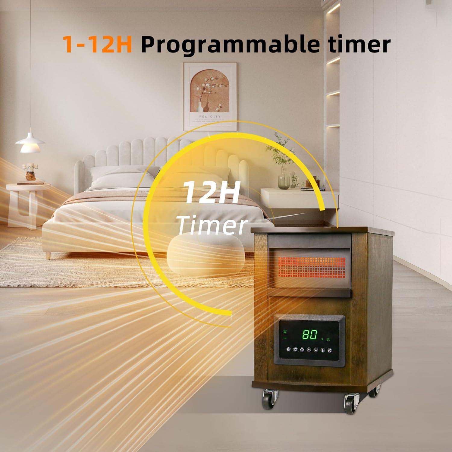 Calefactor Infrarrojo WEWARM 1500W con Control Remoto y Ruedas