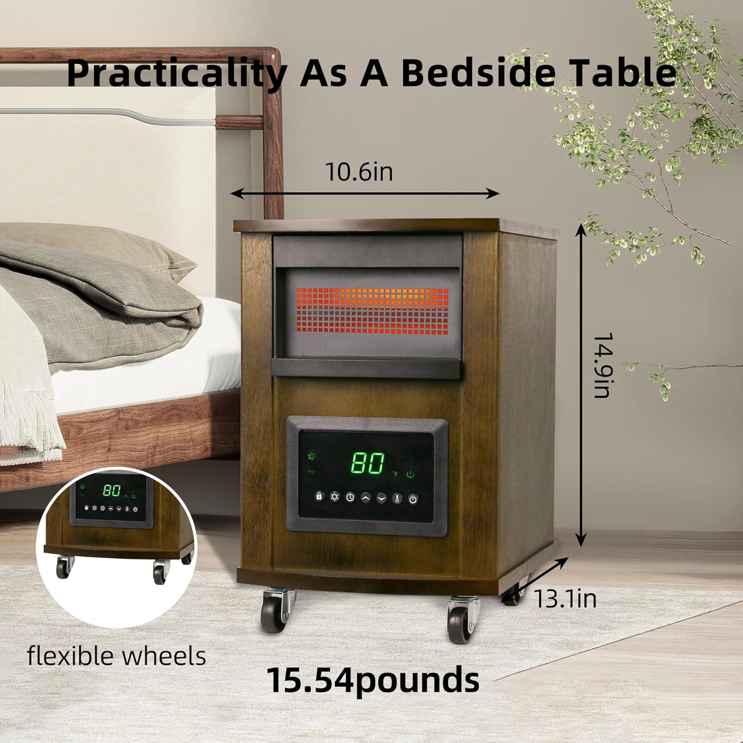 Calefactor Infrarrojo WEWARM 1500W con Control Remoto y Ruedas