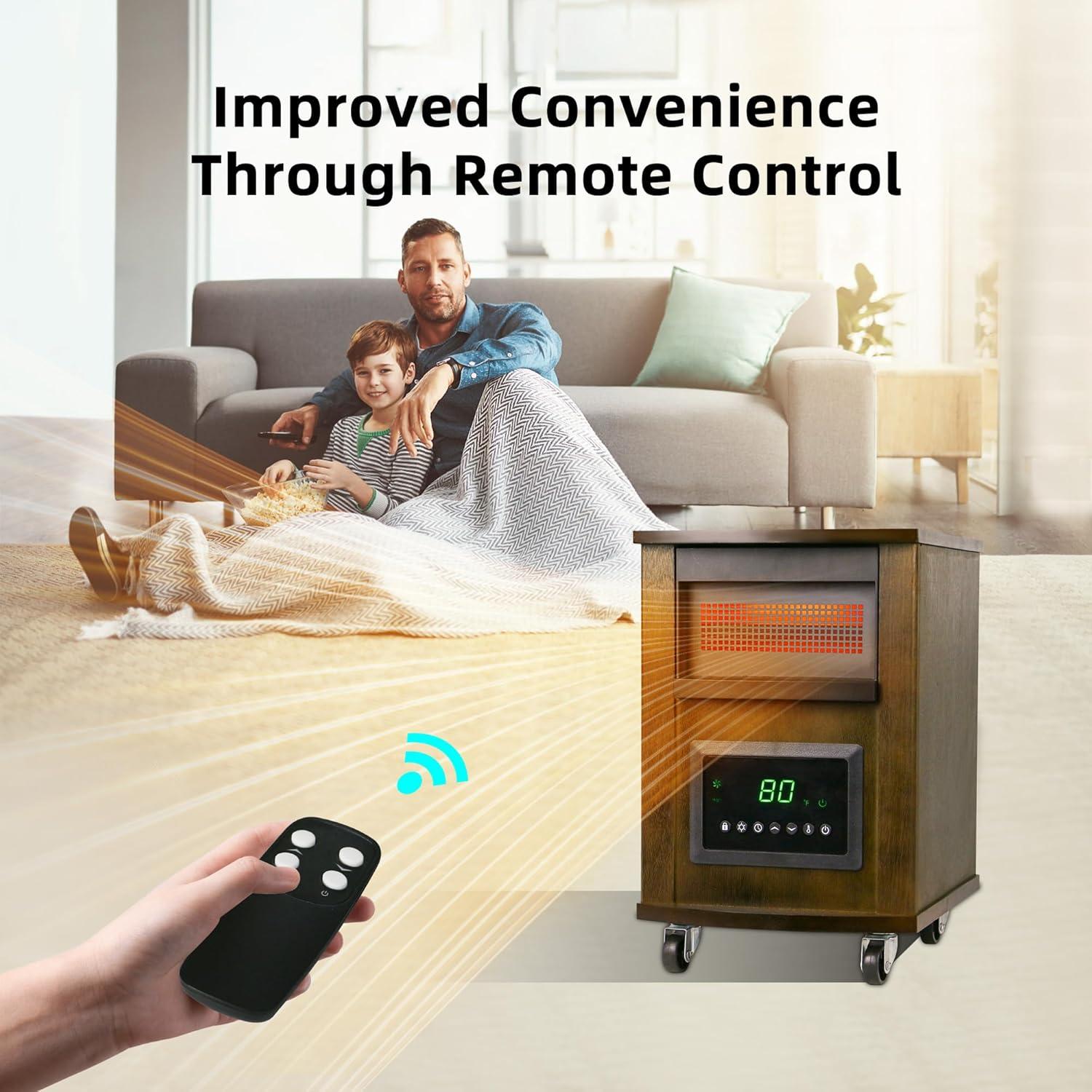 Calefactor Infrarrojo WEWARM 1500W con Control Remoto y Ruedas