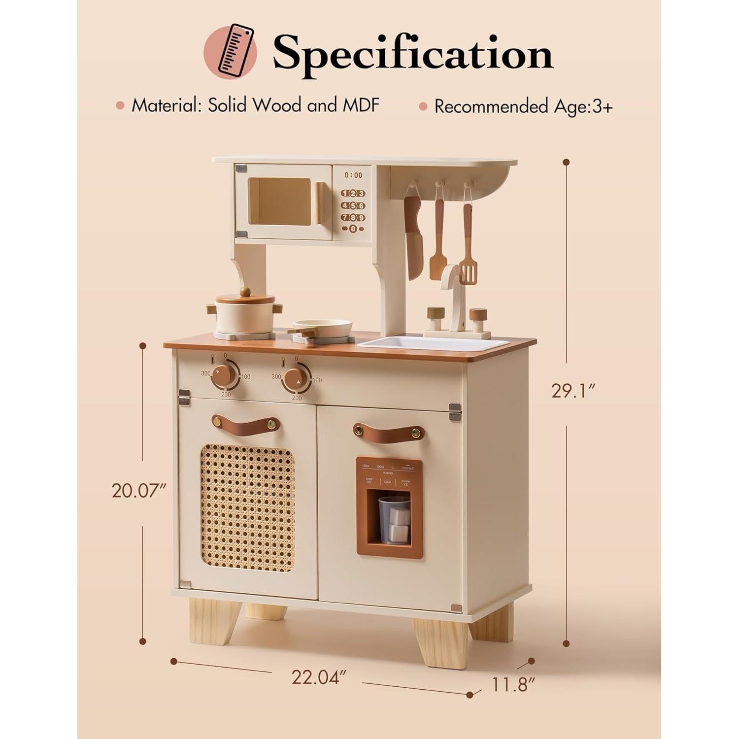 Juego de Cocina de Madera ROBUD Mocha para Niños 3-8 Años
