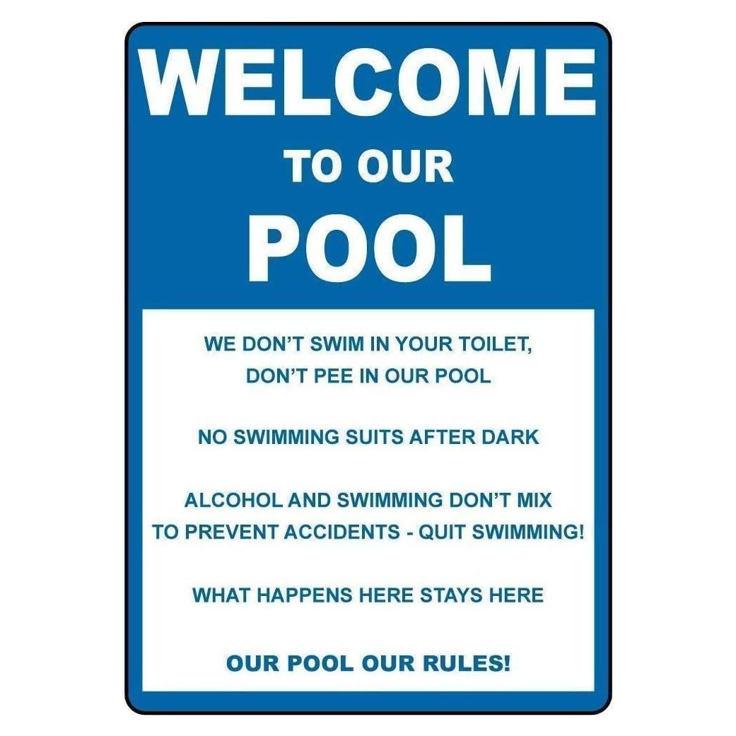 Señal de Advertencia Bienvenido Piscina 20x30 cm Metal MDRHCSW