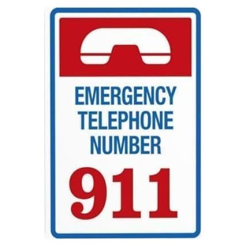 Cartel de Advertencia de Teléfono de Emergencia 30x40 cm Metal