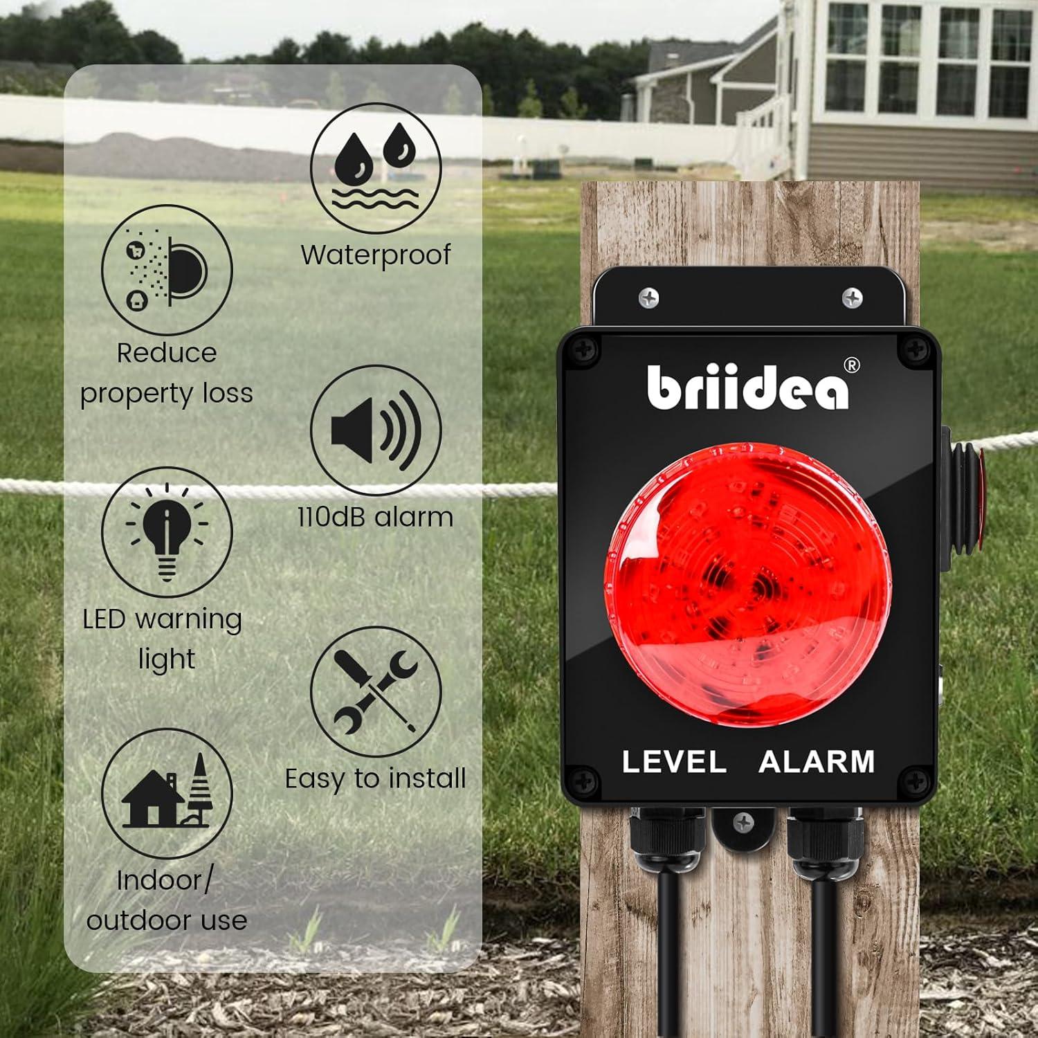 Alarma de Agua Alta Briidea LD-130 con Luz LED y 110dB