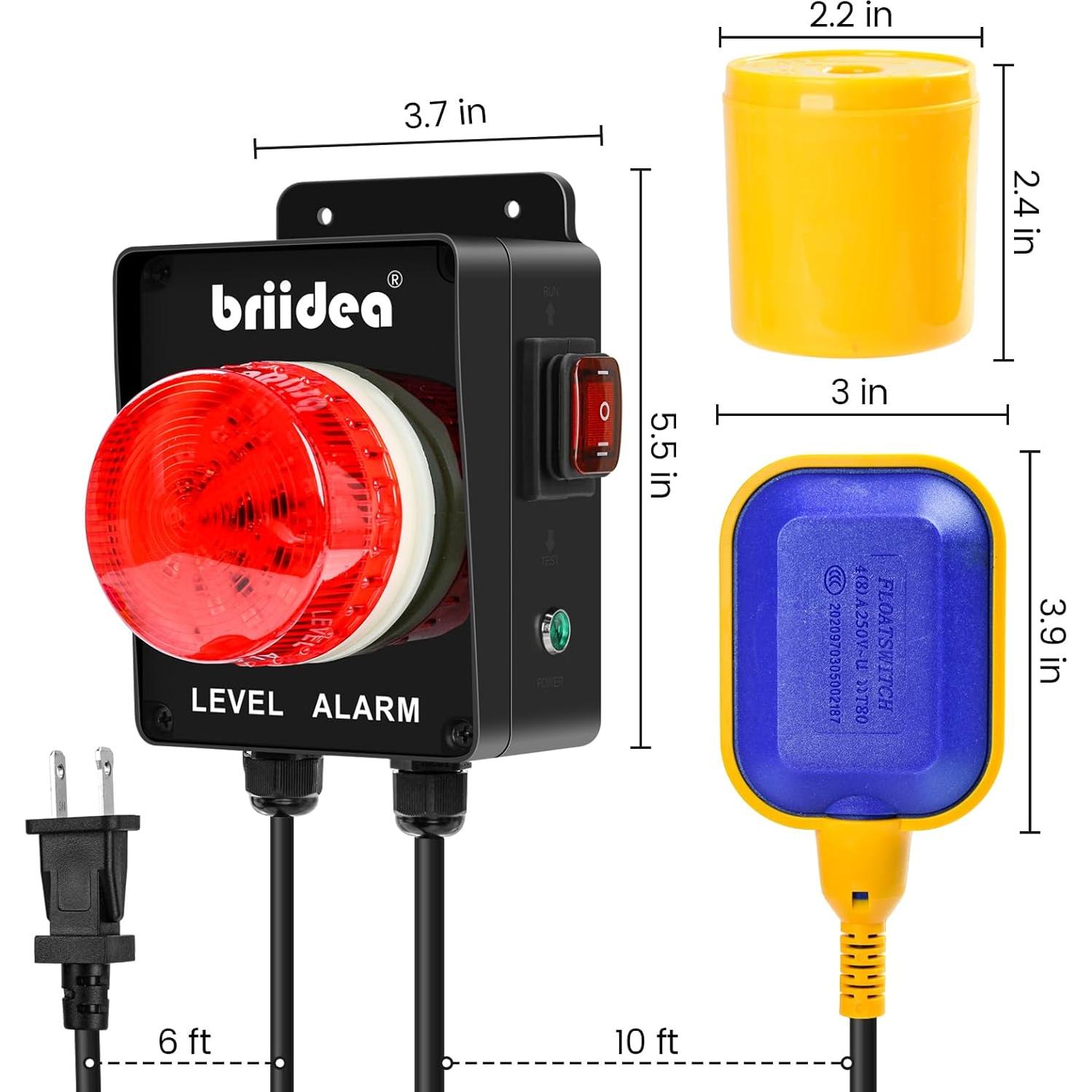 Alarma de Agua Alta Briidea LD-130 con Luz LED y 110dB