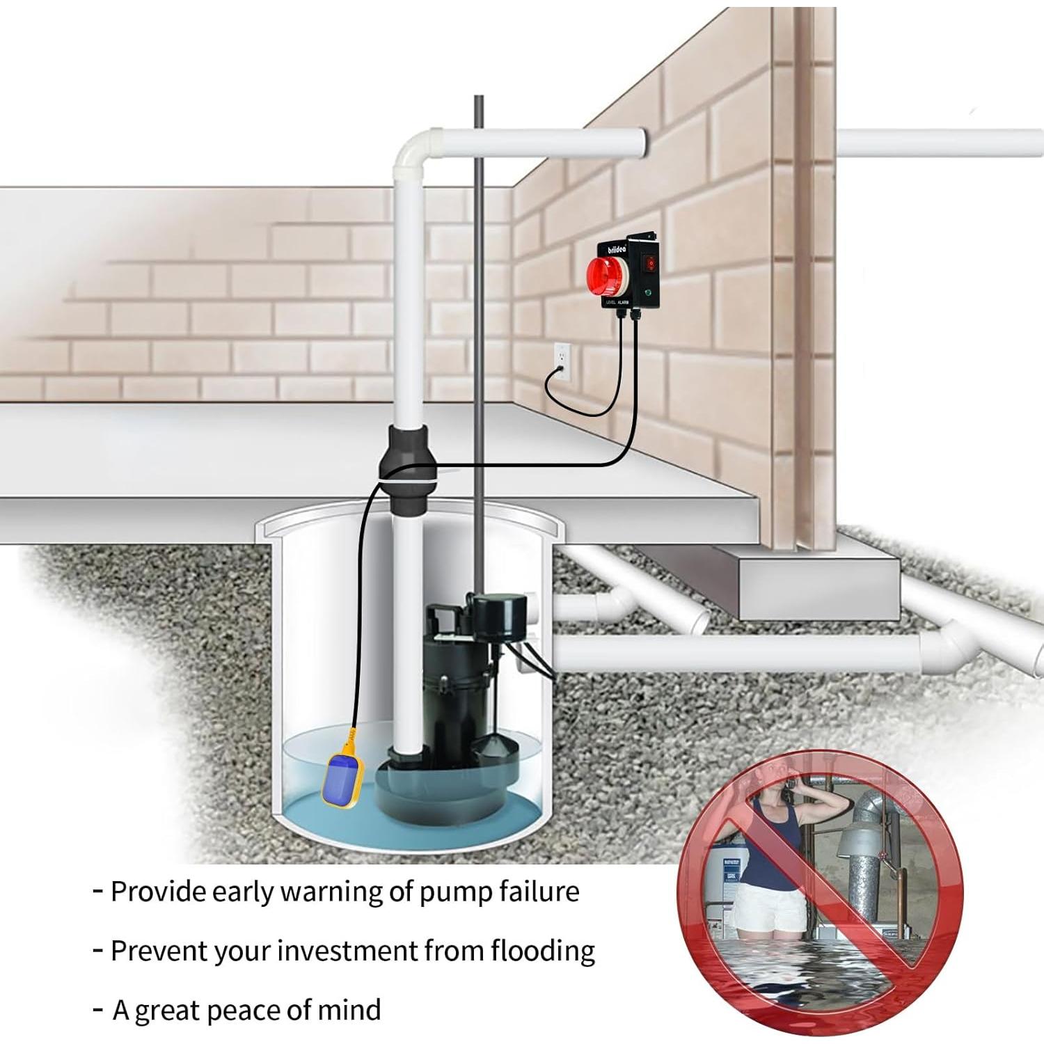 Alarma de Agua Alta Briidea LD-130 con Luz LED y 110dB