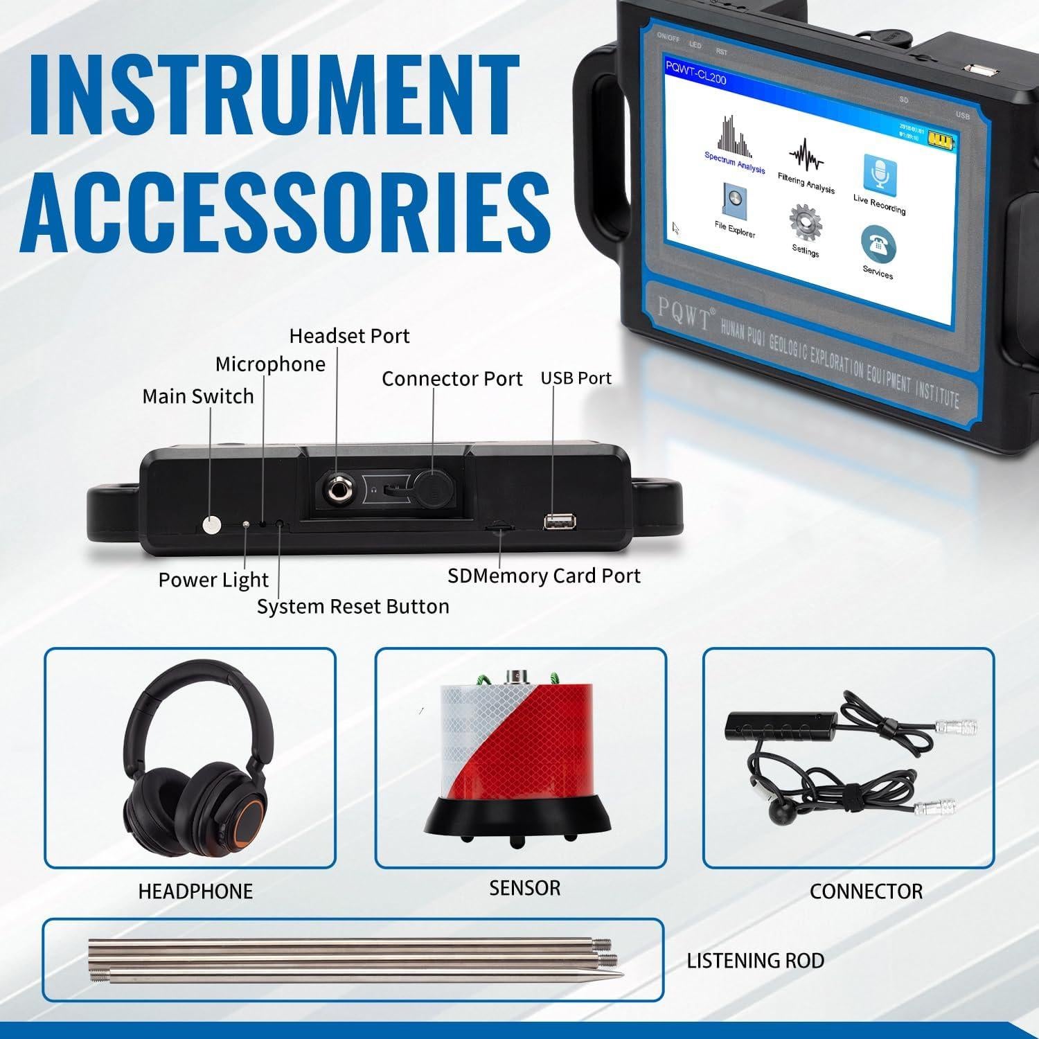 Equipo de Pruebas de Fugas de Agua PQWT-CL200 2m Detección Subterránea