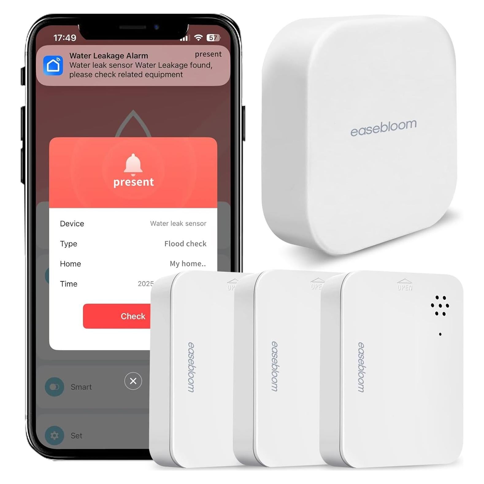 Detector de Fugas de Agua Easebloom 3 Sensores con App