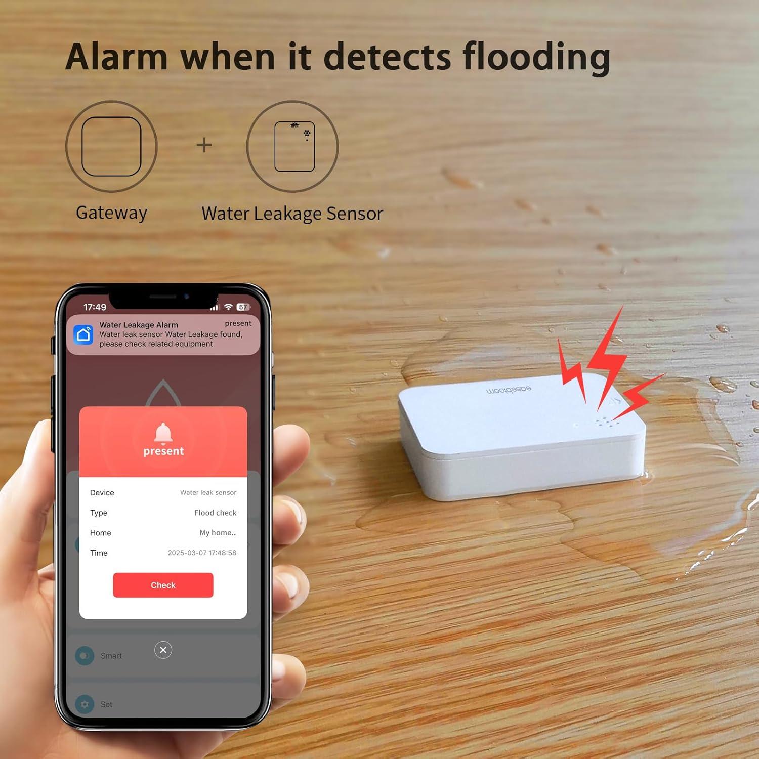 Detector de Fugas de Agua Easebloom 3 Sensores con App