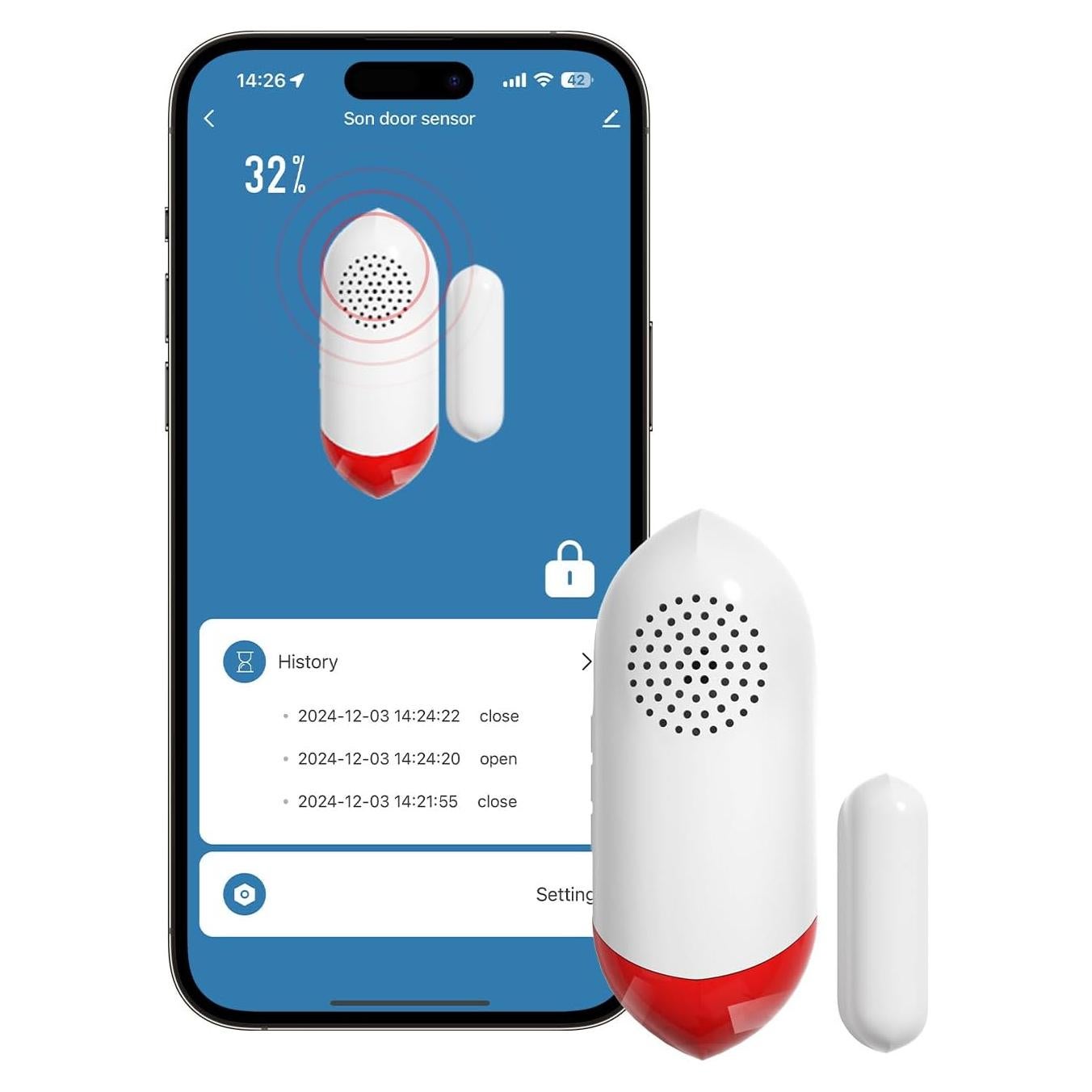 Alarma de Puerta de Congelador WiFi LORA AW401S, 120dB
