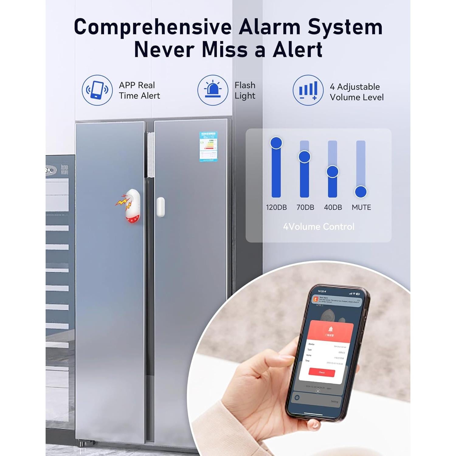 Alarma de Puerta de Congelador WiFi LORA AW401S, 120dB