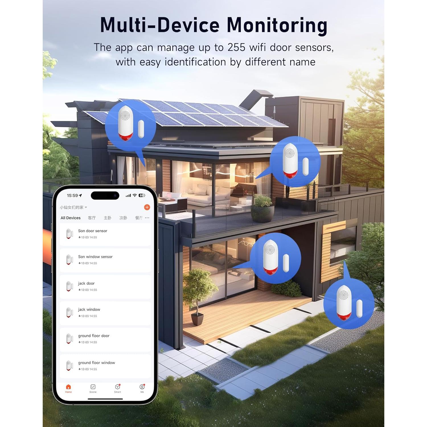 Alarma de Puerta de Congelador WiFi LORA AW401S, 120dB