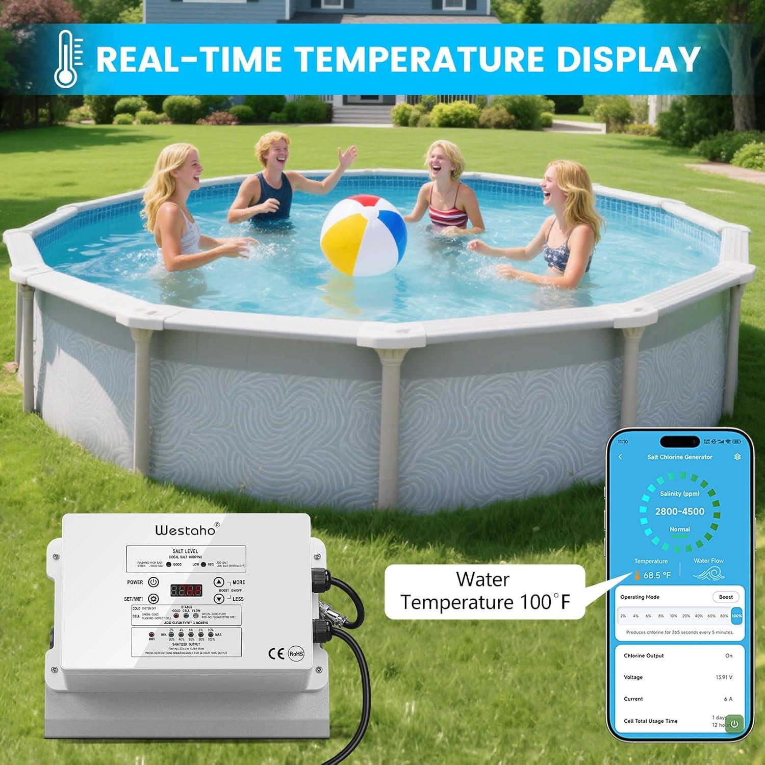 Generador de Cloro Salino WiFi Westaho para Piscinas 15,000 Gal