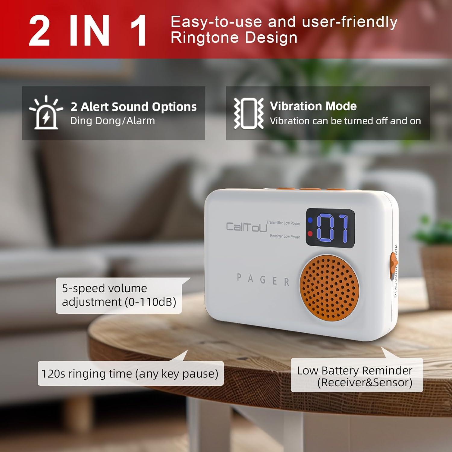 Timbre Inalámbrico de Sensor de Puerta CallToU - 3 Sensores + 2 Receptores