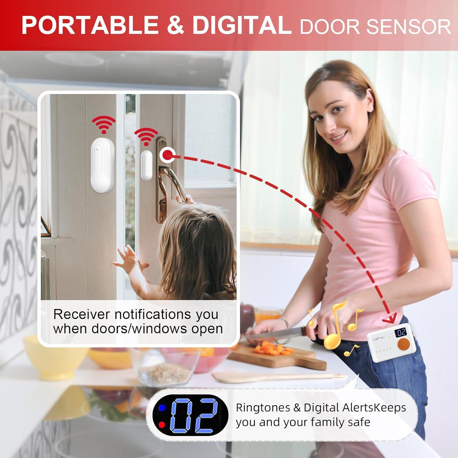 Timbre Inalámbrico de Sensor de Puerta CallToU - 3 Sensores + 2 Receptores