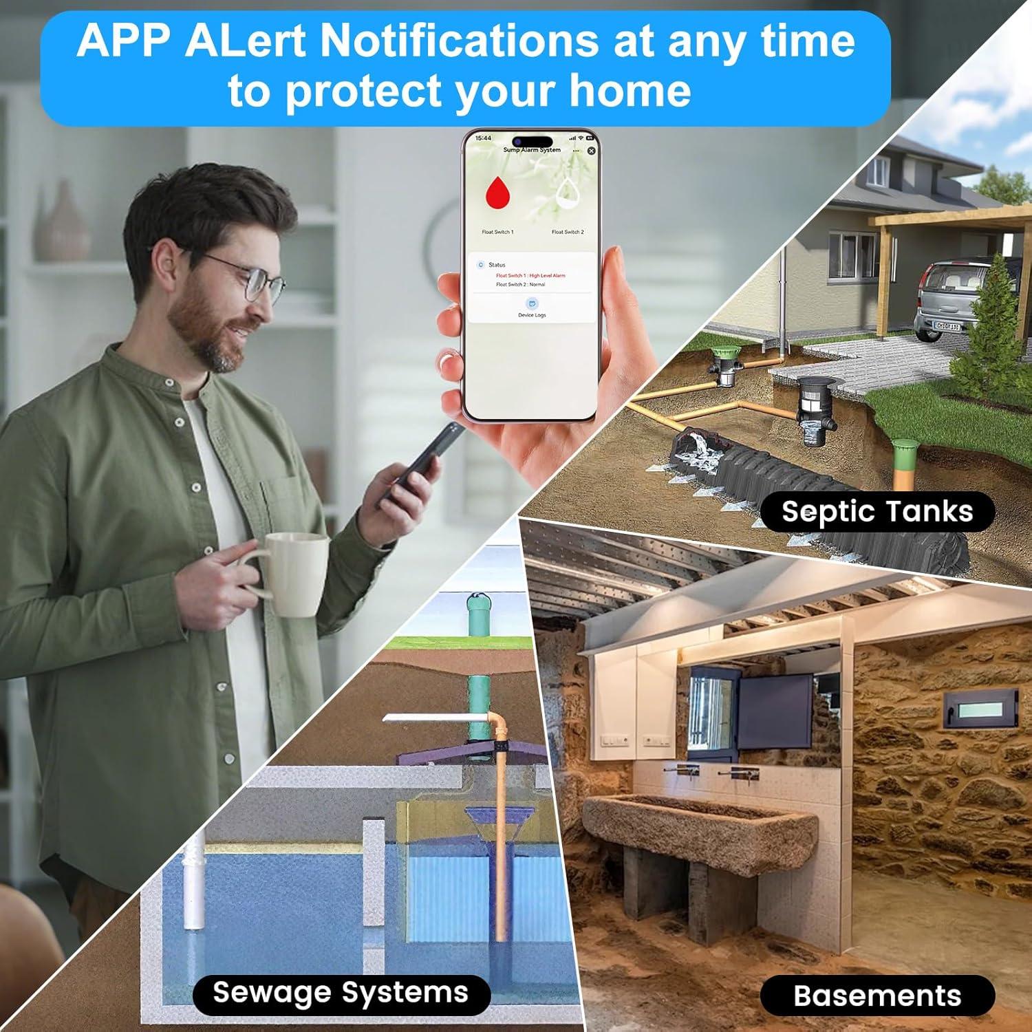 Alarma de Nivel de Agua WiFi LUCKYDUO WLA-Z2 con Notificaciones
