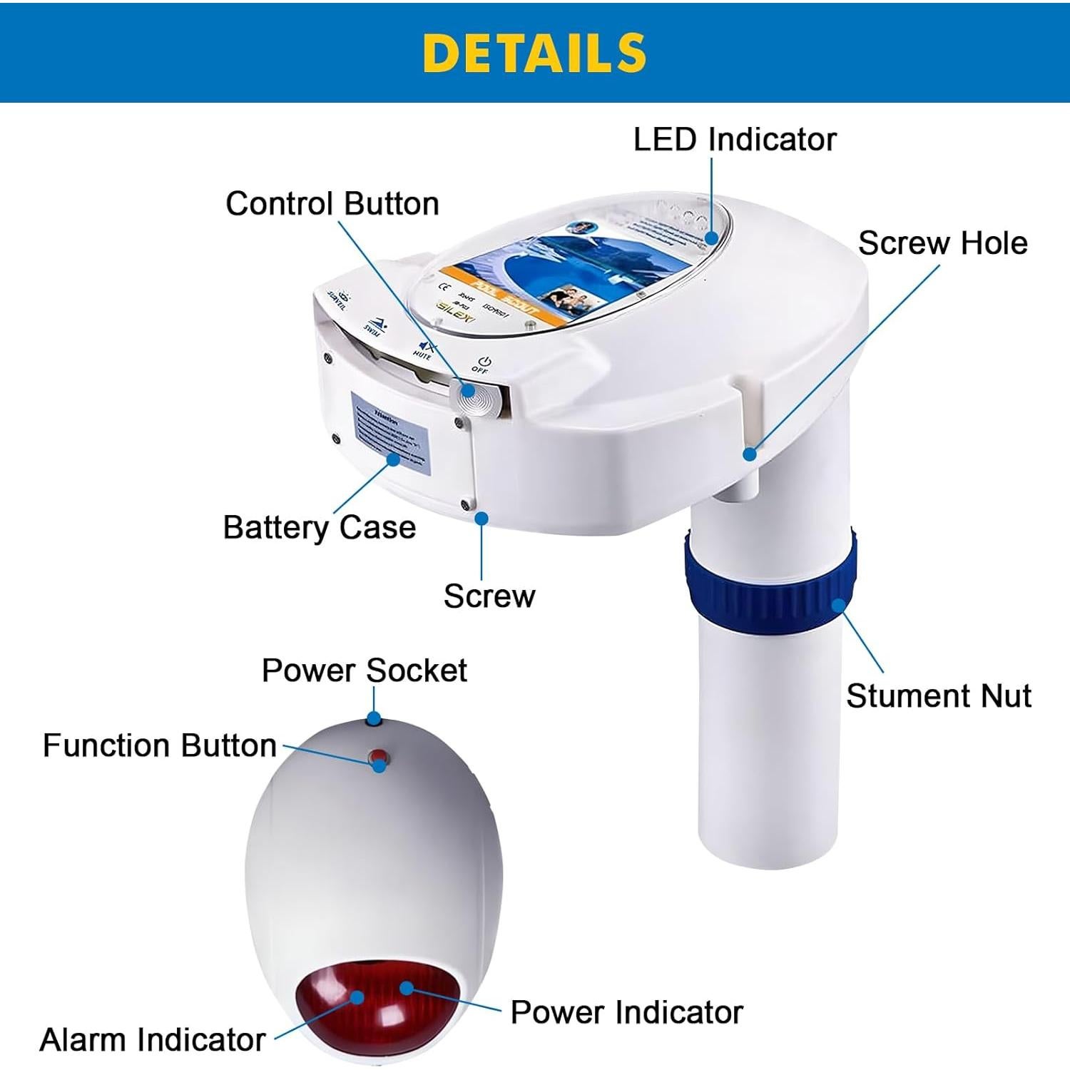 Alarma de Piscina HOMEYA con Sensor de Movimiento Subacuático