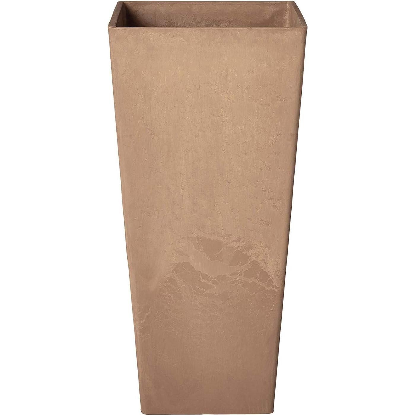 Macetero Cuadrado Alto Arcadia Garden 33x33x71 cm Taupe