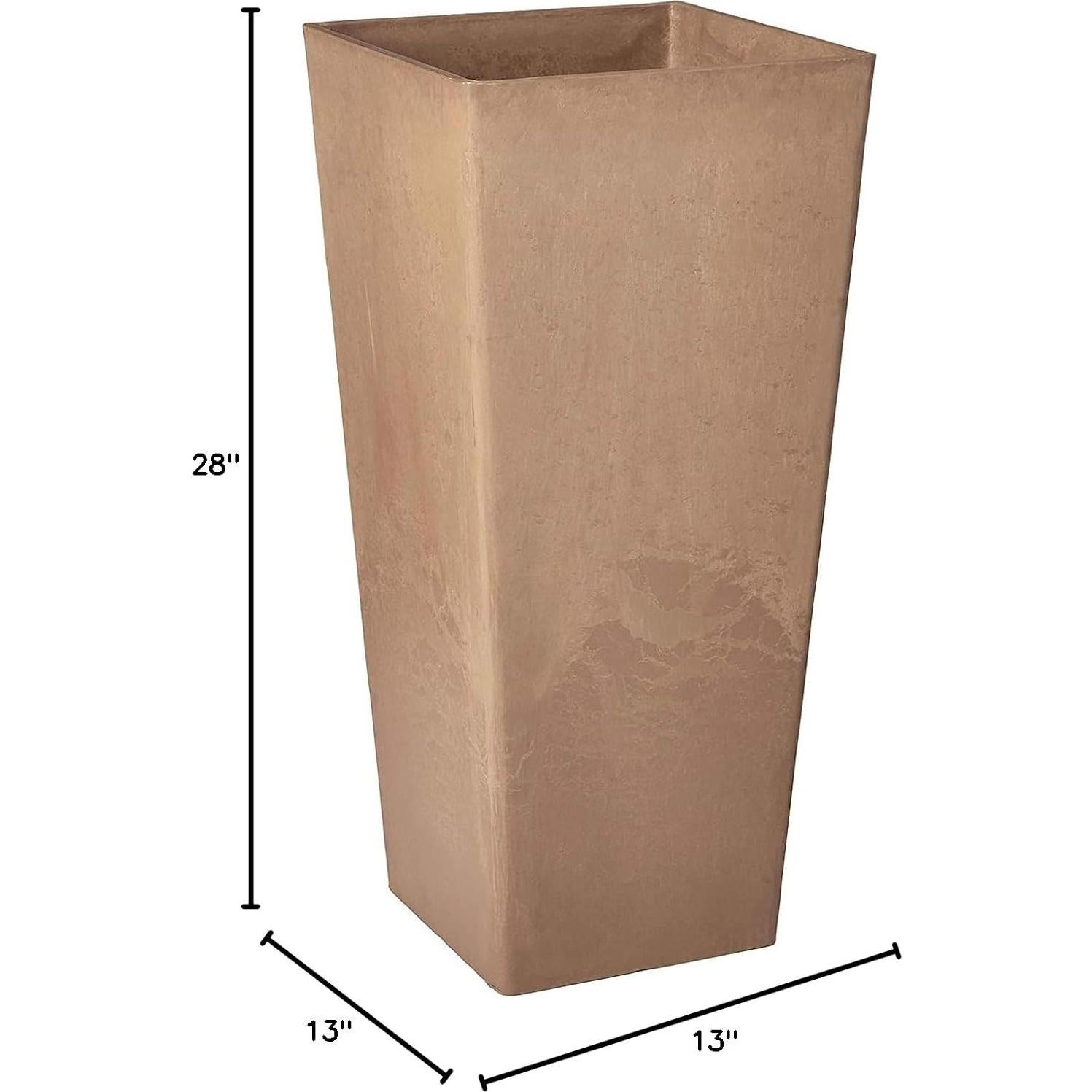 Macetero Cuadrado Alto Arcadia Garden 33x33x71 cm Taupe