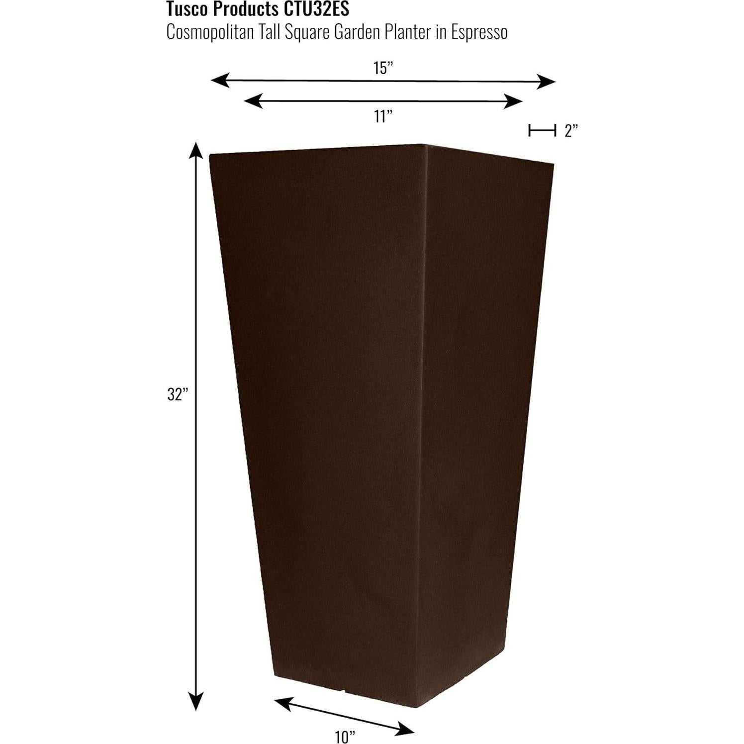 Maceta Cuadrada Tusco Products 81.28 cm Espresso Jardín
