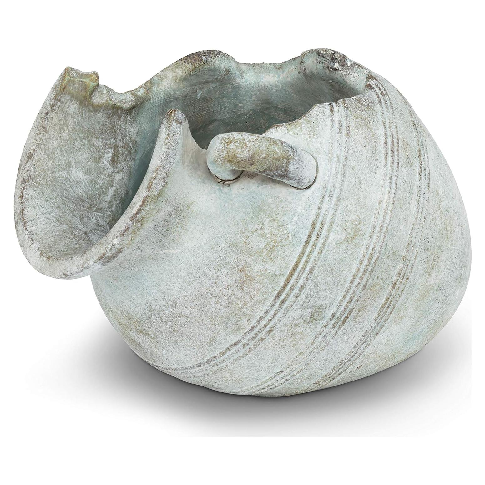 Maceta Urn Tipped Abbott de Cemento Gris para Plantas 15.24 cm