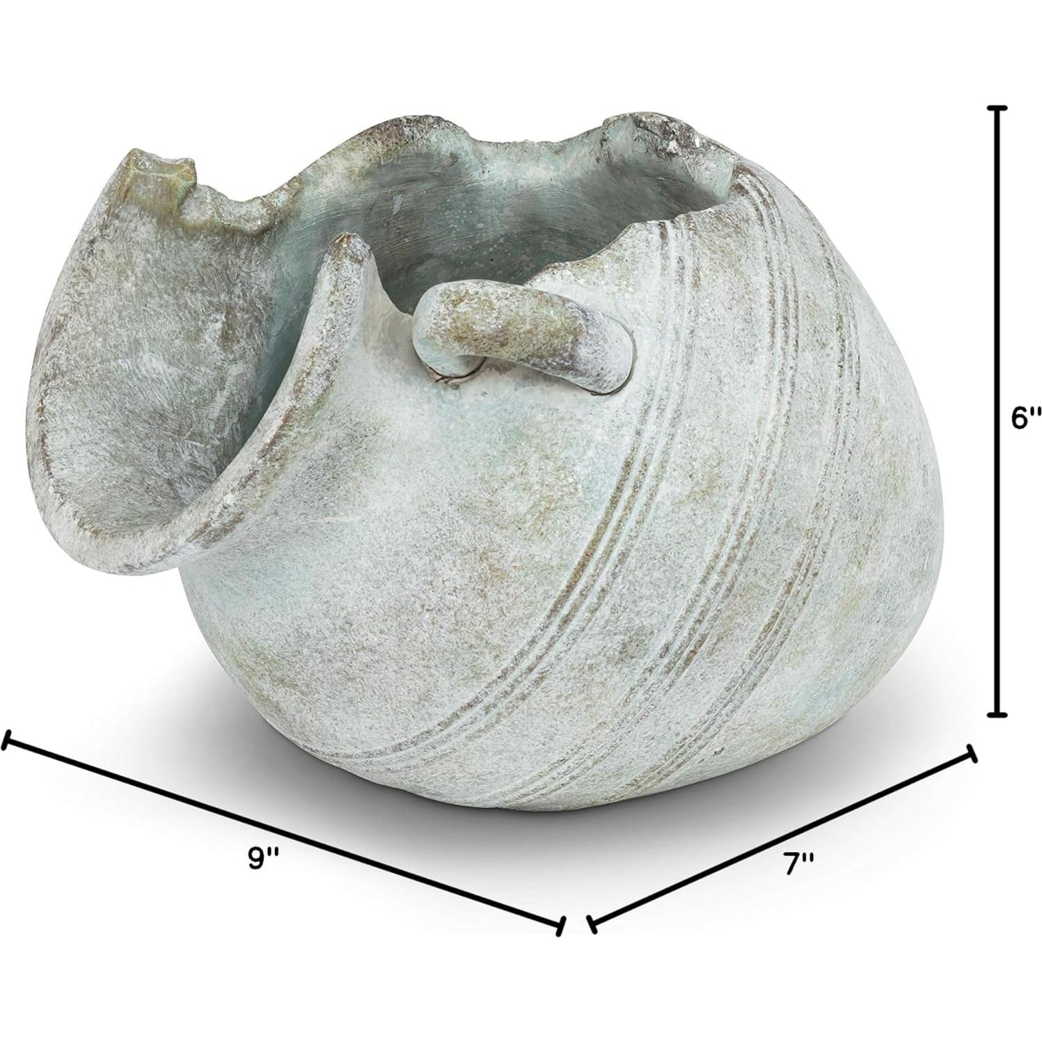 Maceta Urn Tipped Abbott de Cemento Gris para Plantas 15.24 cm