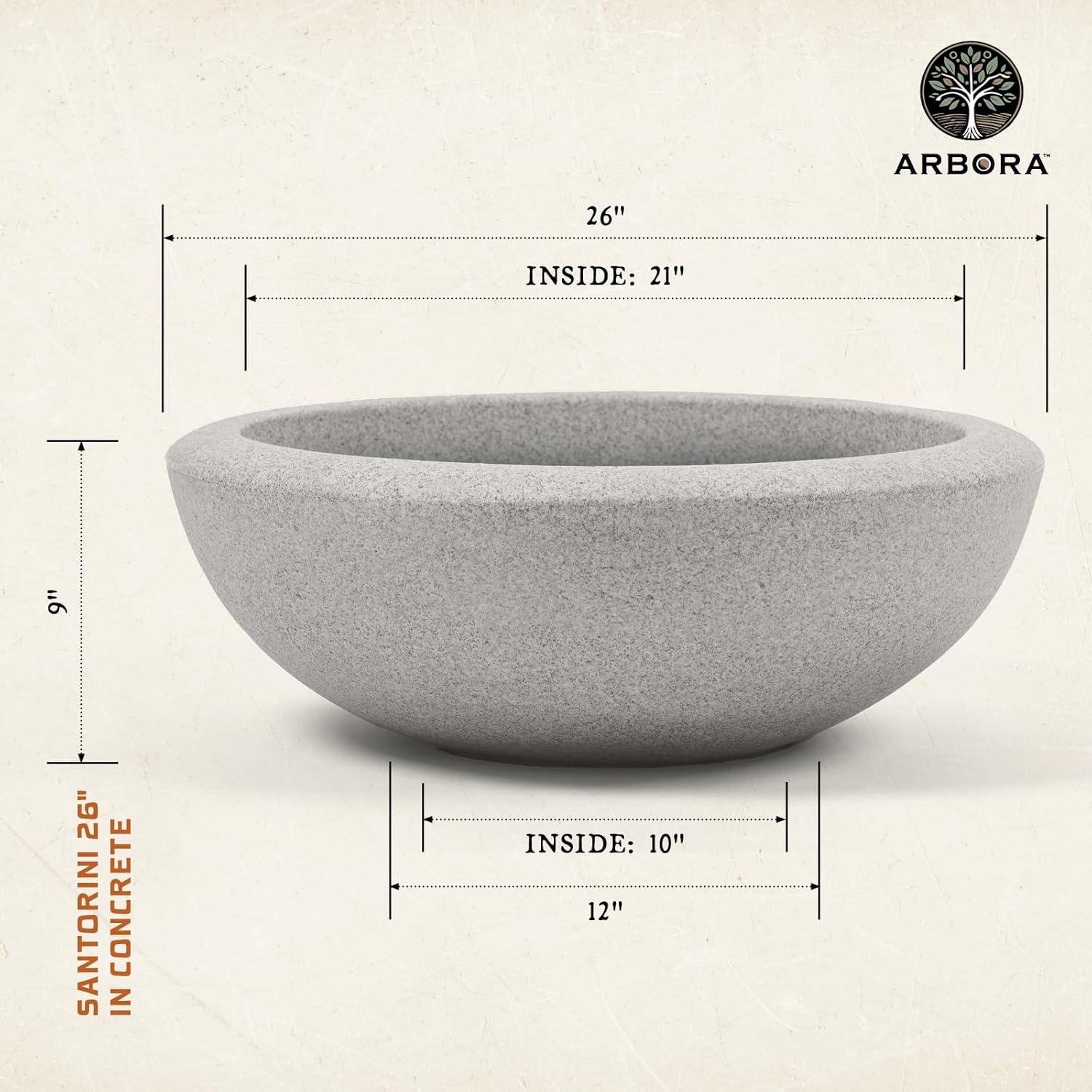 Maceta Arbora Santorini Bowl 66 cm Gris Concreto - Ligera y Resistente
