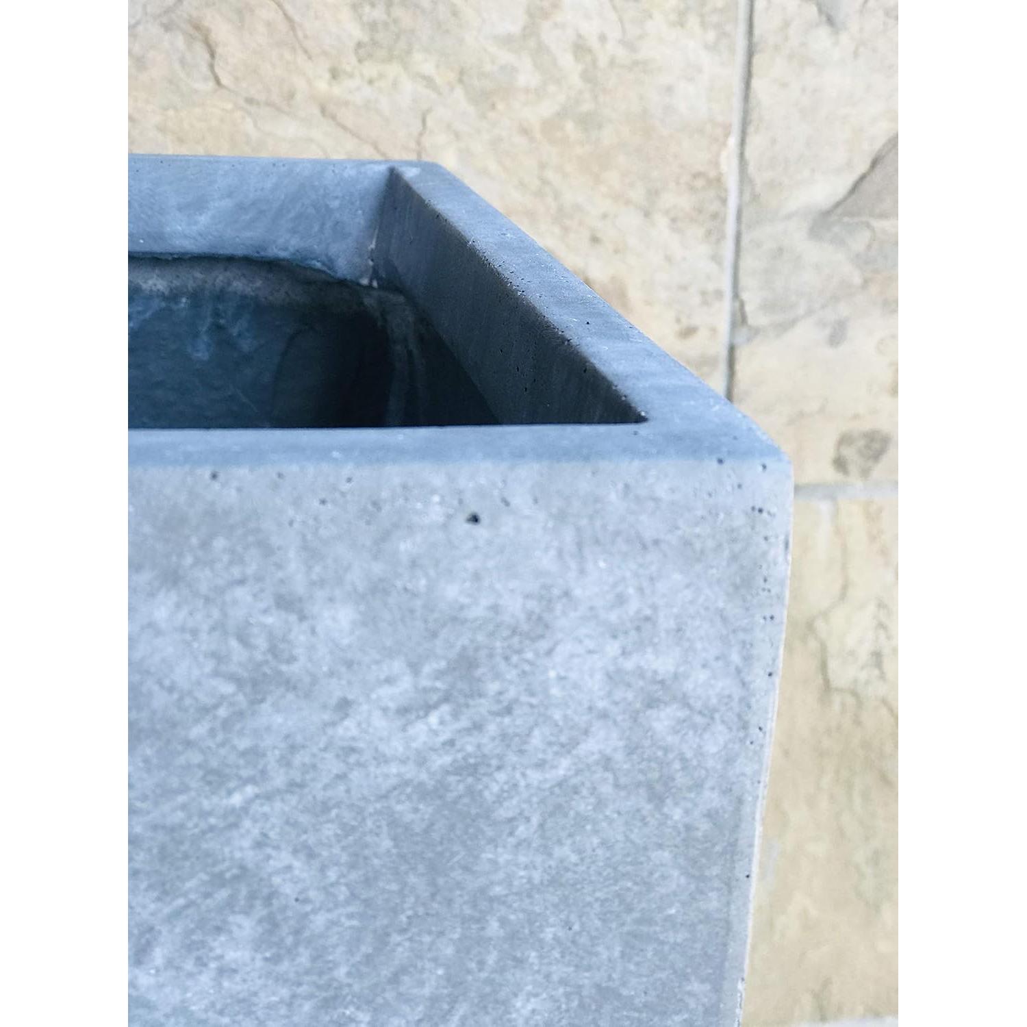 Maceta Alta de Concreto Kante 32 cm Gris Pizarra con Drenaje