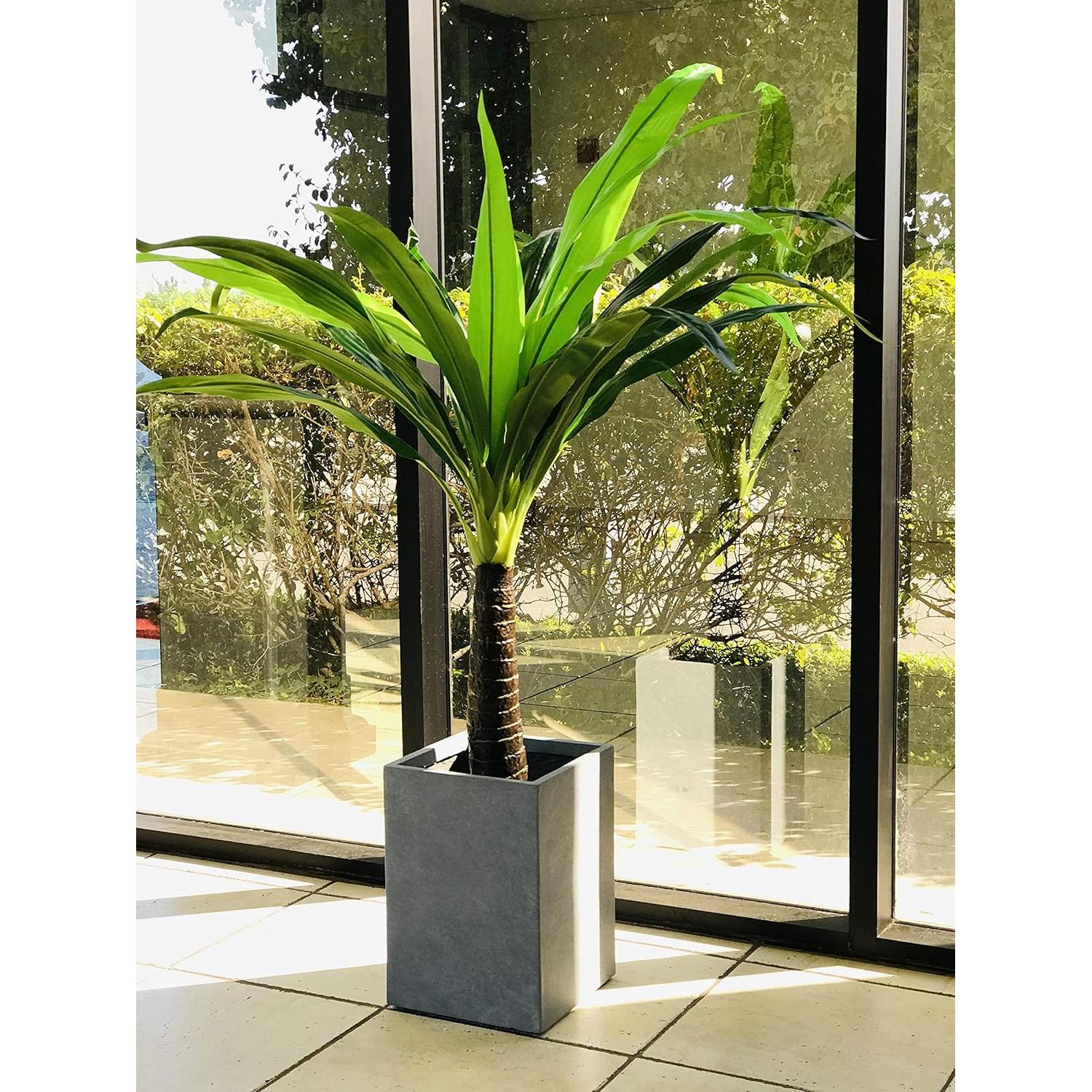 Maceta Alta de Concreto Kante 32 cm Gris Pizarra con Drenaje