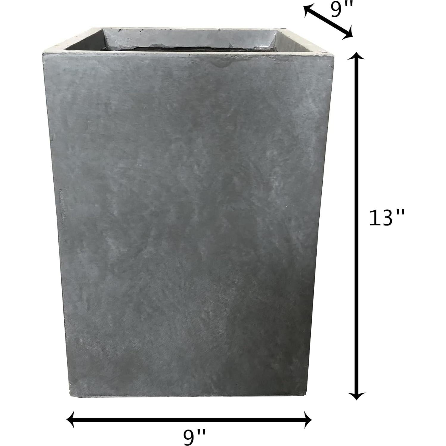 Maceta Alta de Concreto Kante 32 cm Gris Pizarra con Drenaje