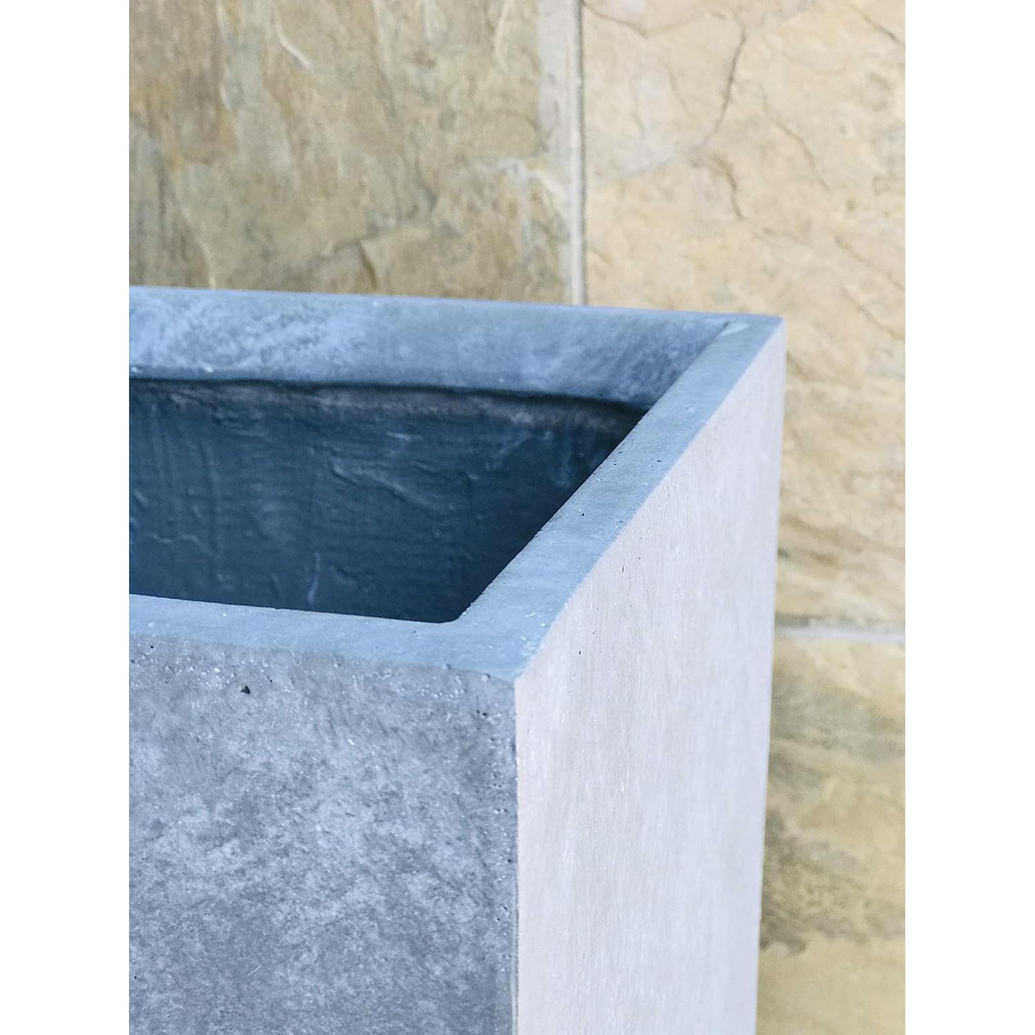 Maceta Alta de Concreto Kante 32 cm Gris Pizarra con Drenaje