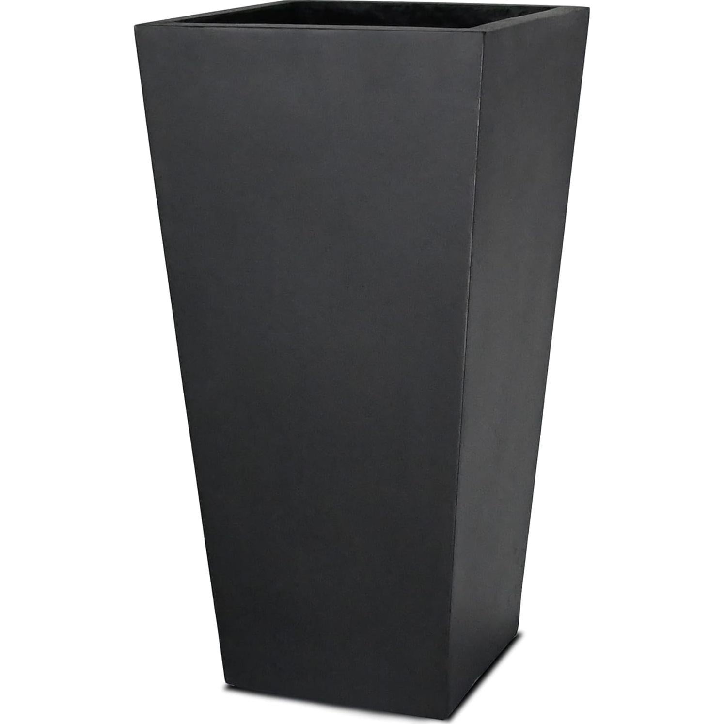 Maceta Alta Kante 71 cm Concreto Negro Pulido con Drenaje