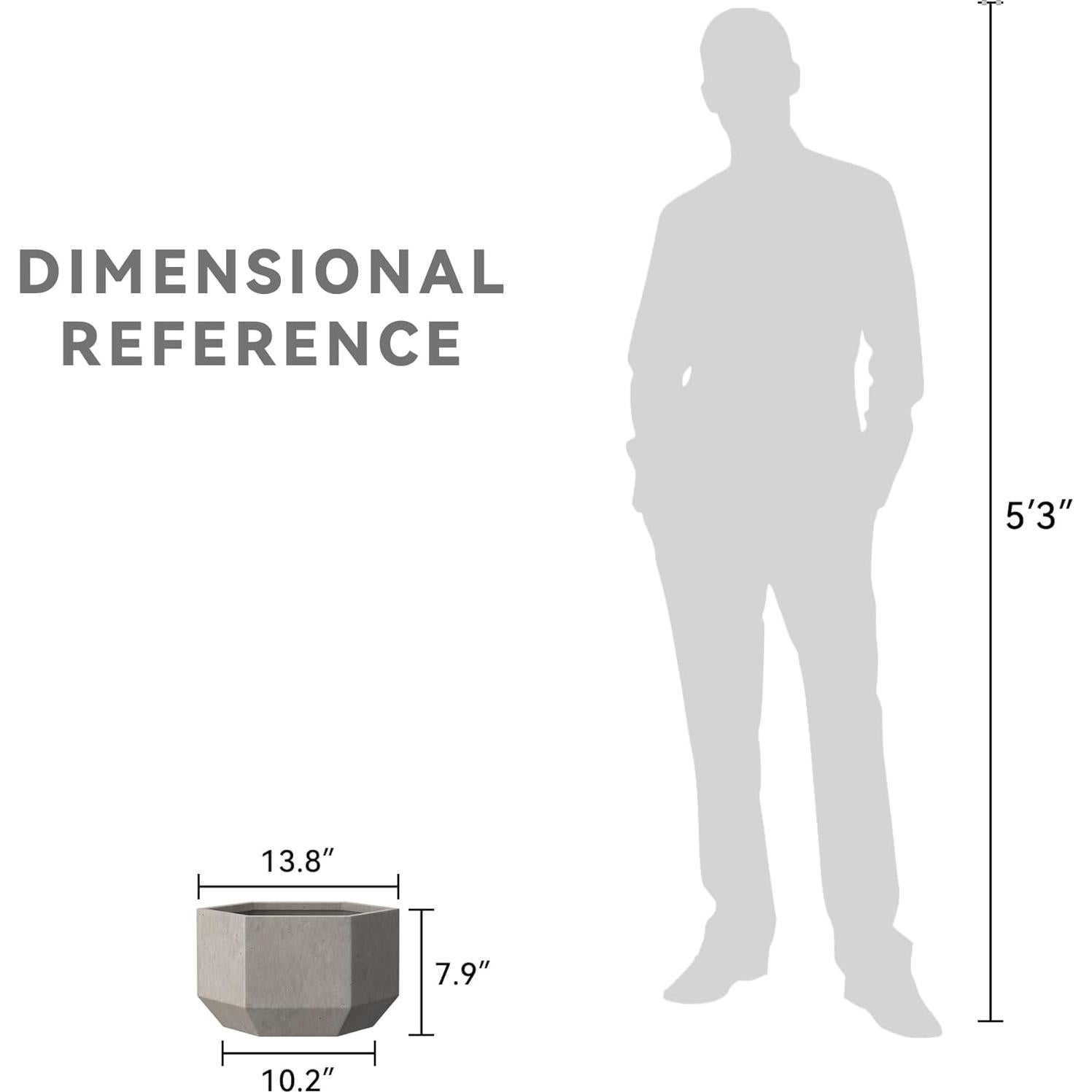 Maceta Hexagonal de Concreto Kante 20 cm con Drenaje