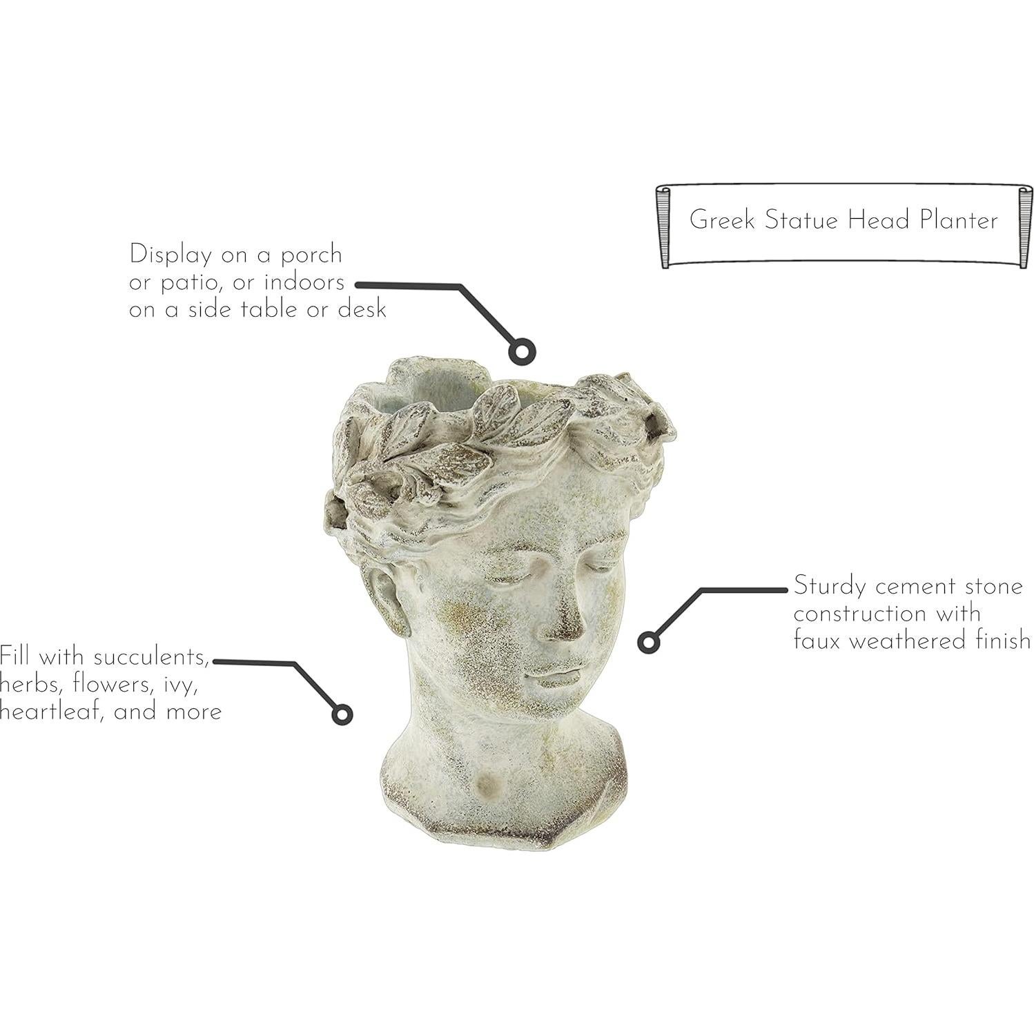 Macetero de Cemento Estilo Griego Romano Distinctive Designs 23cm