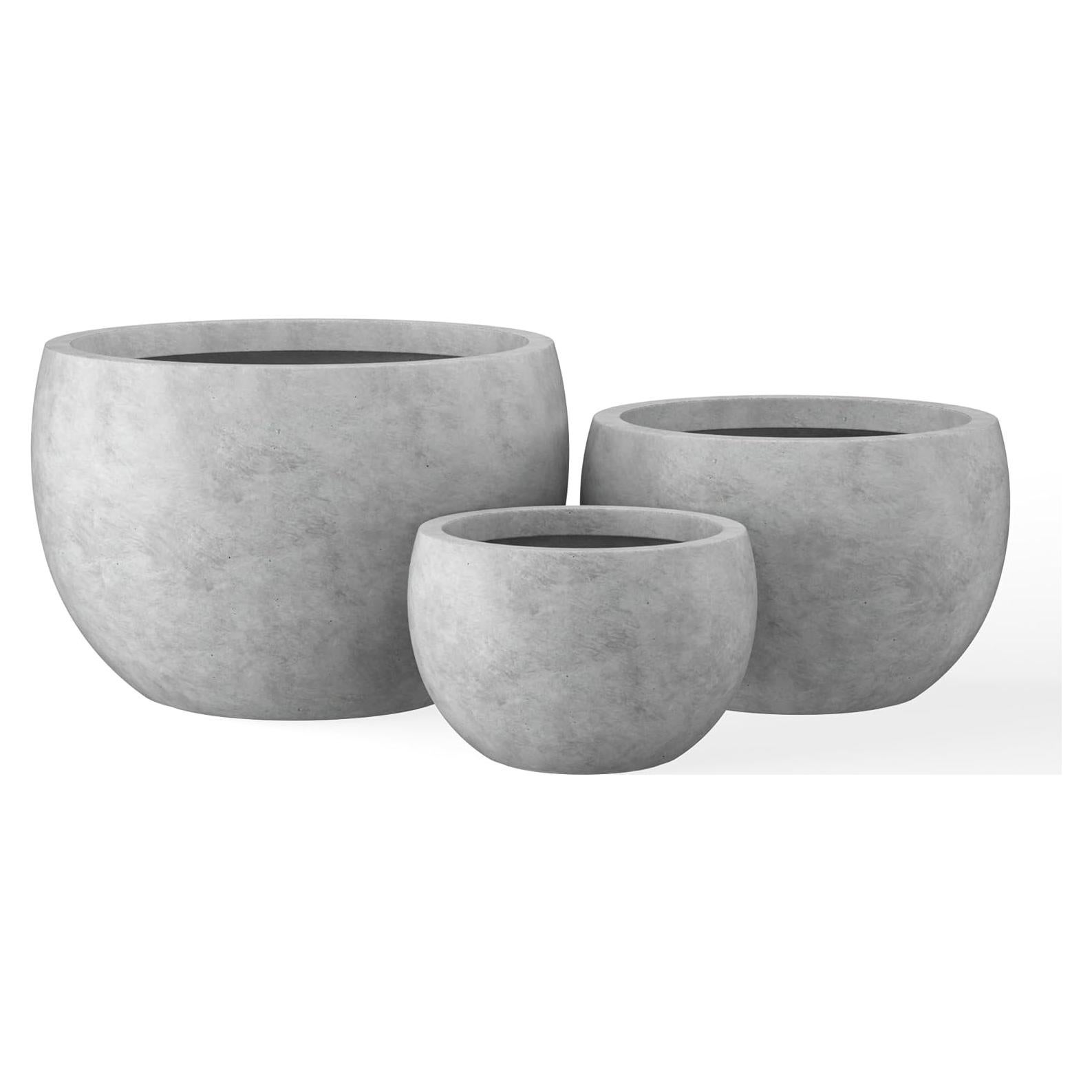 Juego de 3 Macetas Redondas de Concreto Kante 50.5 cm