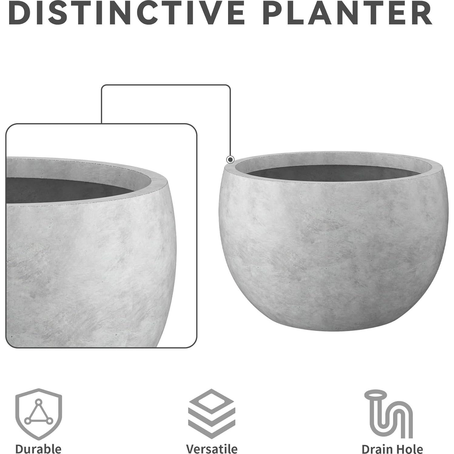 Juego de 3 Macetas Redondas de Concreto Kante 50.5 cm