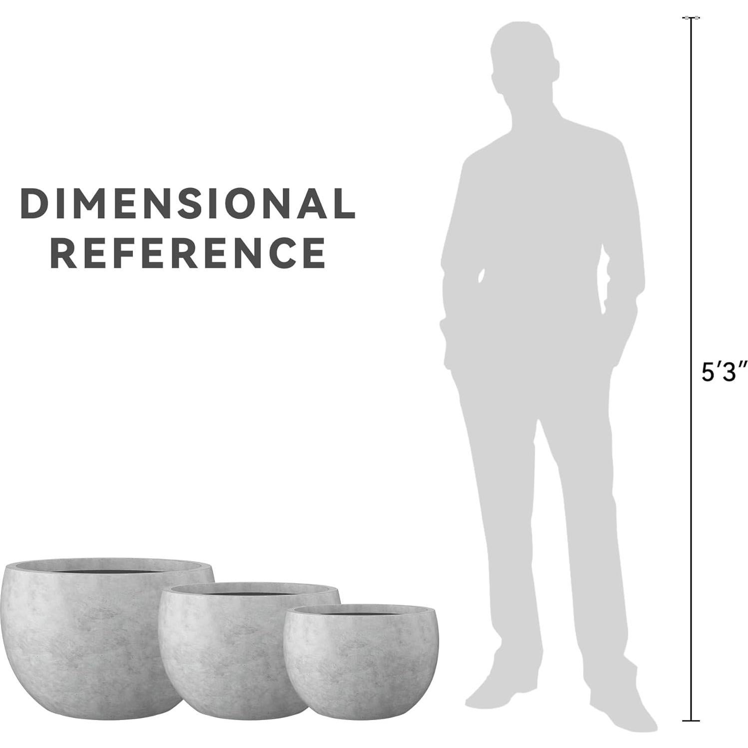 Juego de 3 Macetas Redondas de Concreto Kante 50.5 cm