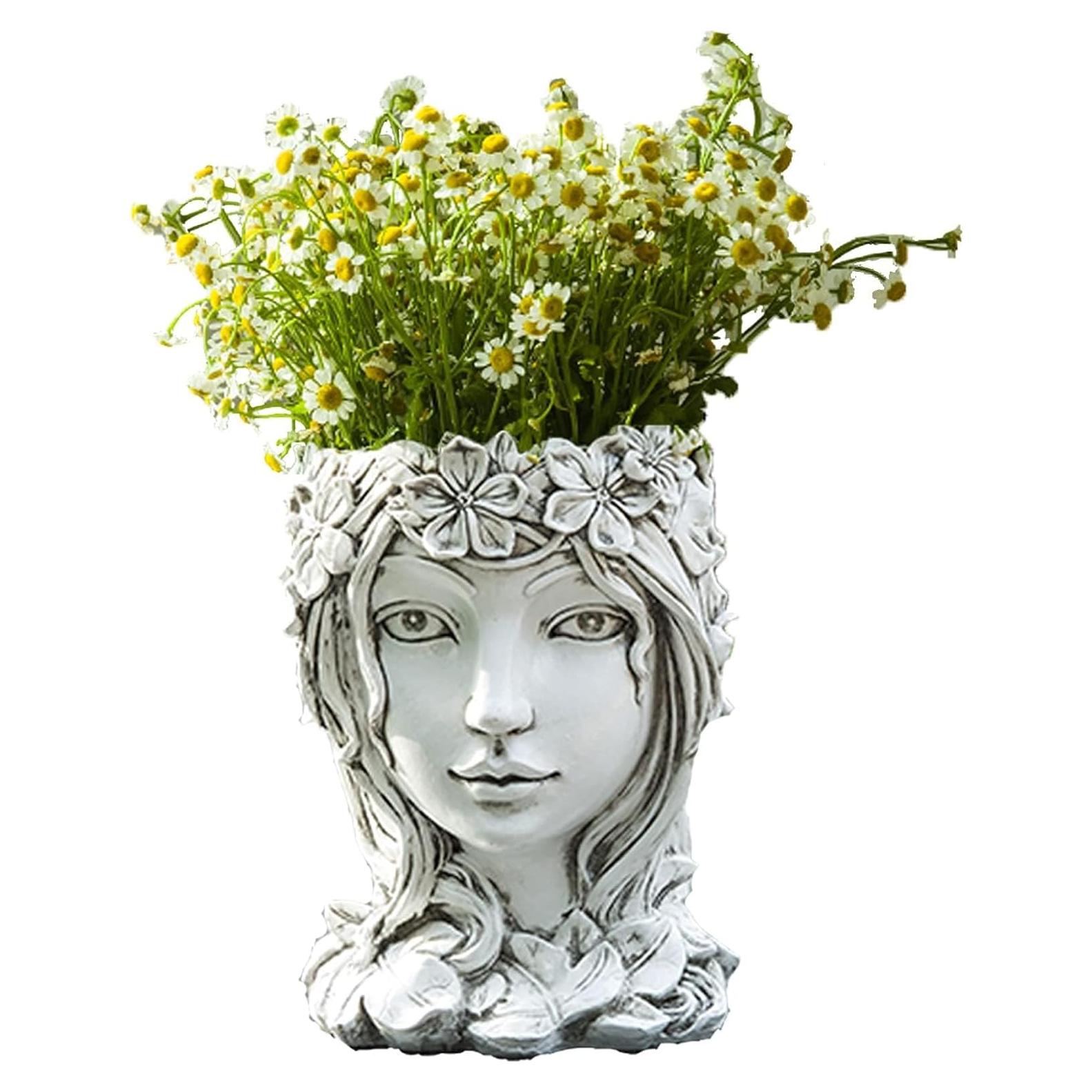 Maceta de Resina Cara de Diosa Happy L con Drenaje 20 cm