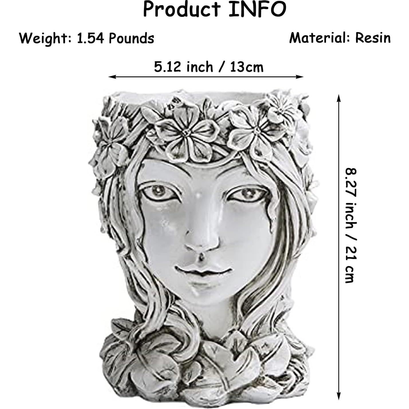 Maceta de Resina Cara de Diosa Happy L con Drenaje 20 cm